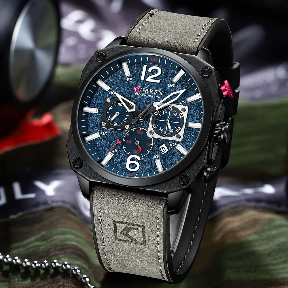فروش ساعت مچی مردانه کارن مدل 8398 خاکستری-آبی (کورن واتچ CURREN WATCH)