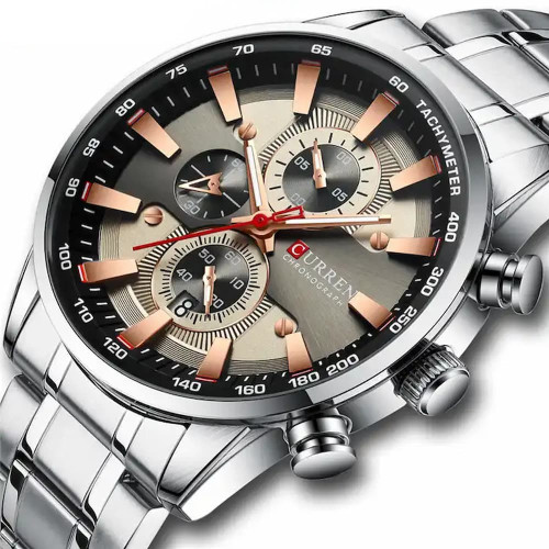 ساعت مچی مردانه کارن 8351 نقره ای-نسکافه ای (کورن 8351 CURREN)