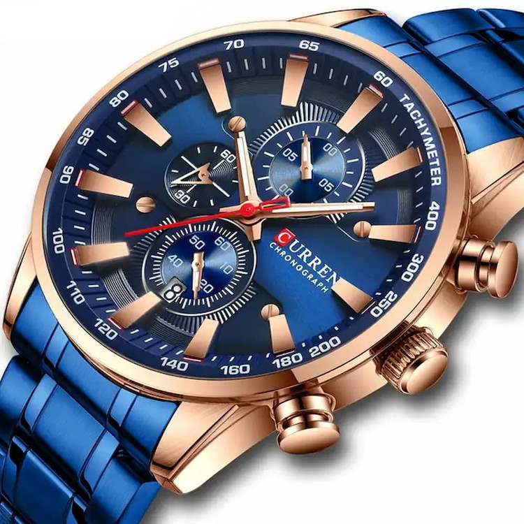 ساعت مچی مردانه کارن 8351 آبی-رزگلد (کورن 8351 CURREN)