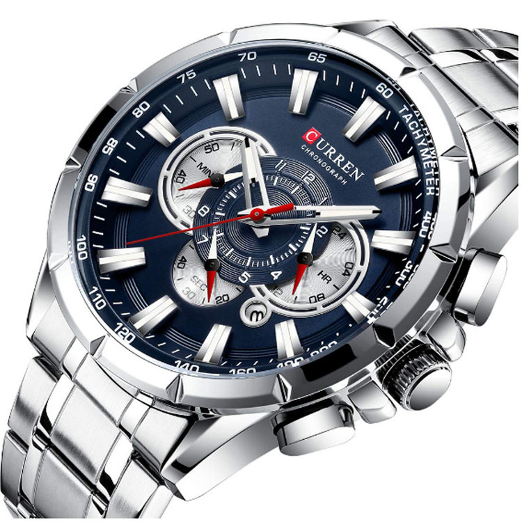 خرید ساعت مچی مردانه کارن 8363 نقره ای-آبی