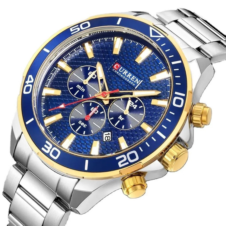 خرید ساعت مچی مردانه کارن 8309 نقره ای-آبی (کورن 8309 CURREN)