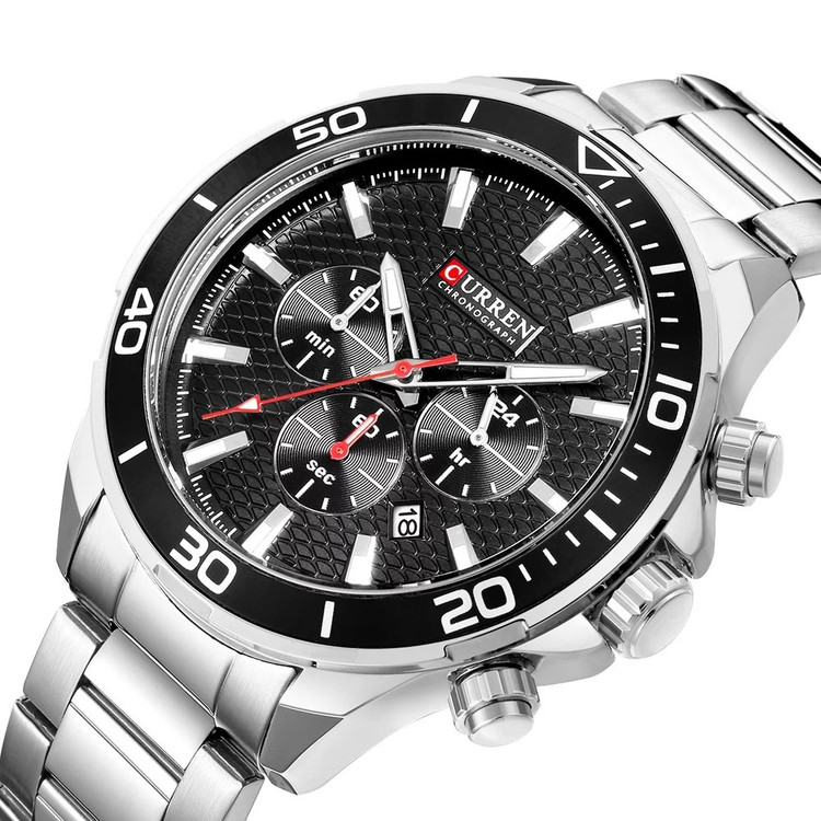 خرید ساعت مچی مردانه کارن 8309 نقره ای-مشکی (کورن 8309 CURREN)