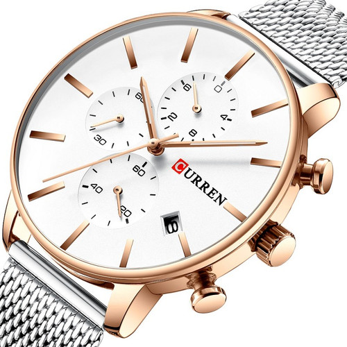 ساعت مچی مردانه کارن 8339 نقره ای-رزگلد (کورن 8339 CURREN)