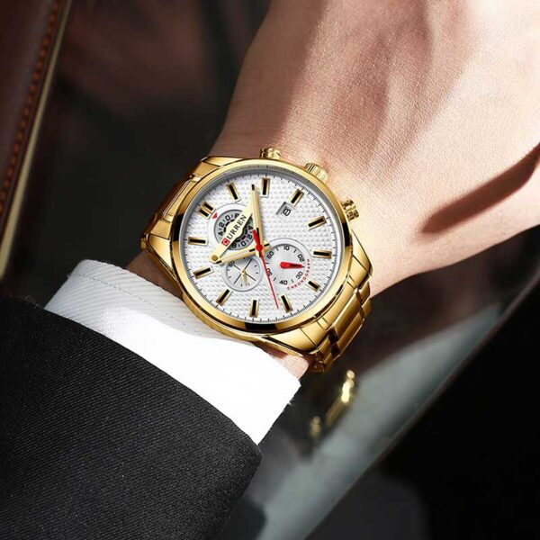 قیمت ساعت مچی مردانه کارن 8352 طلایی-سفید (کورن 8352 CURREN)