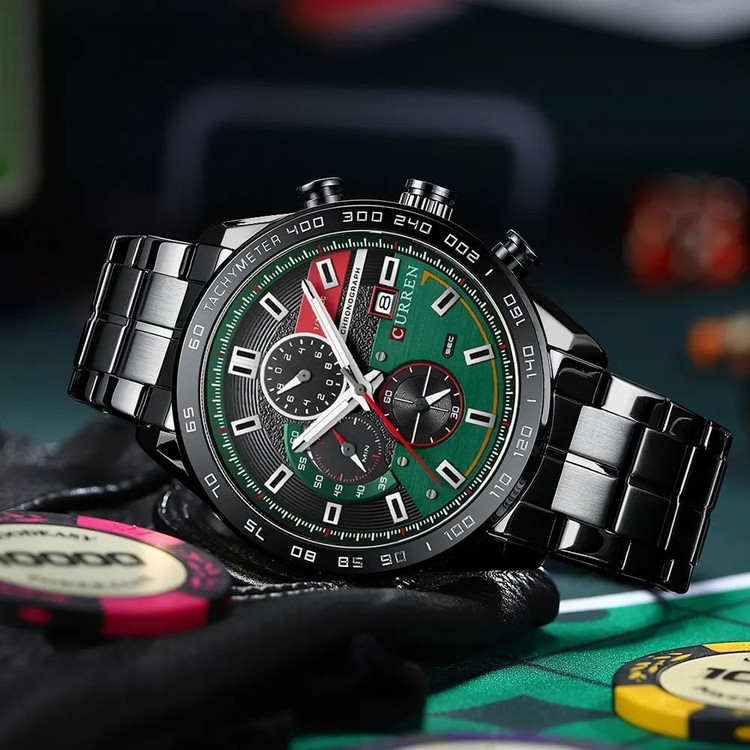 قیمت ساعت مچی مردانه کارن 8410 مشکی-سبز (کورن 8410 CURREN)