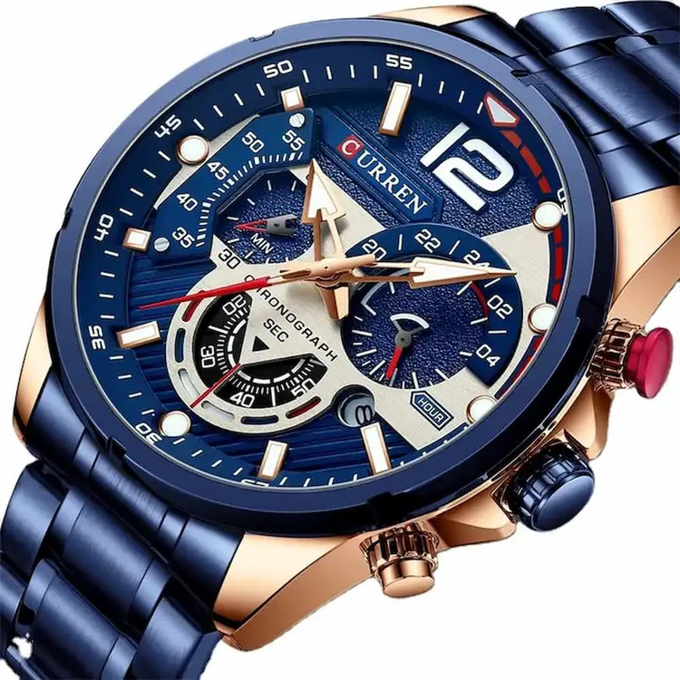 ساعت مچی مردانه کارن 8395 آبی-رزگلد (کورن 8395 CURREN)