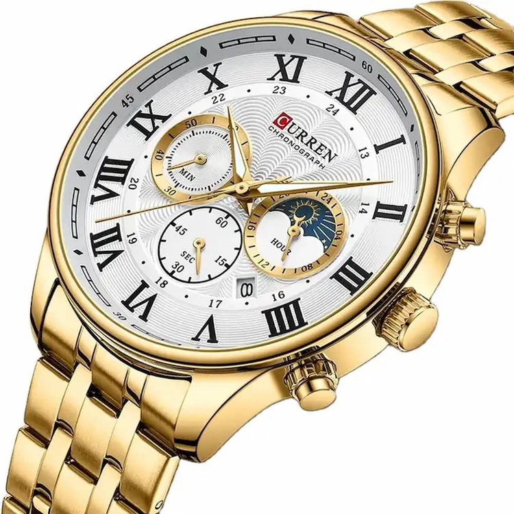 ساعت مچی مردانه کارن 8427 طلایی-سفید (کورن 8427 CURREN)