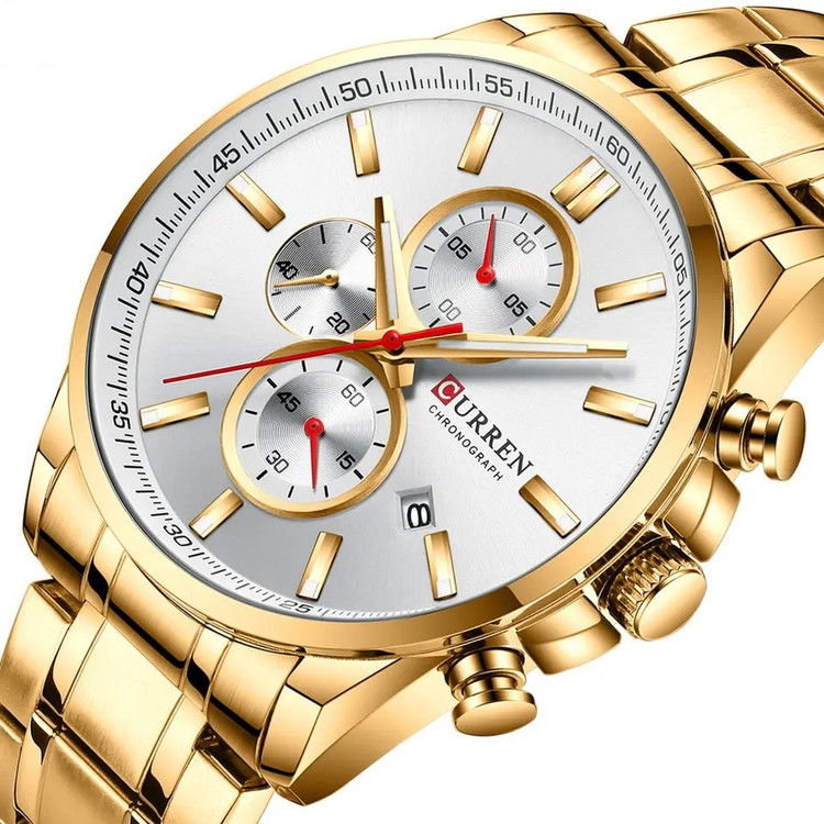 خرید ساعت مچی مردانه کارن 8368 طلایی-سفید (کورن 8368 CURREN)