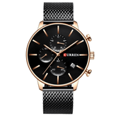 ساعت مچی مردانه کارن 8339 مشکی-رزگلد CURREN سه موتور فعال