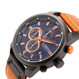 ساعت مچی مردانه کارن 8291 عسلی-مشکی-سرمه ای CURREN سه موتور فعال