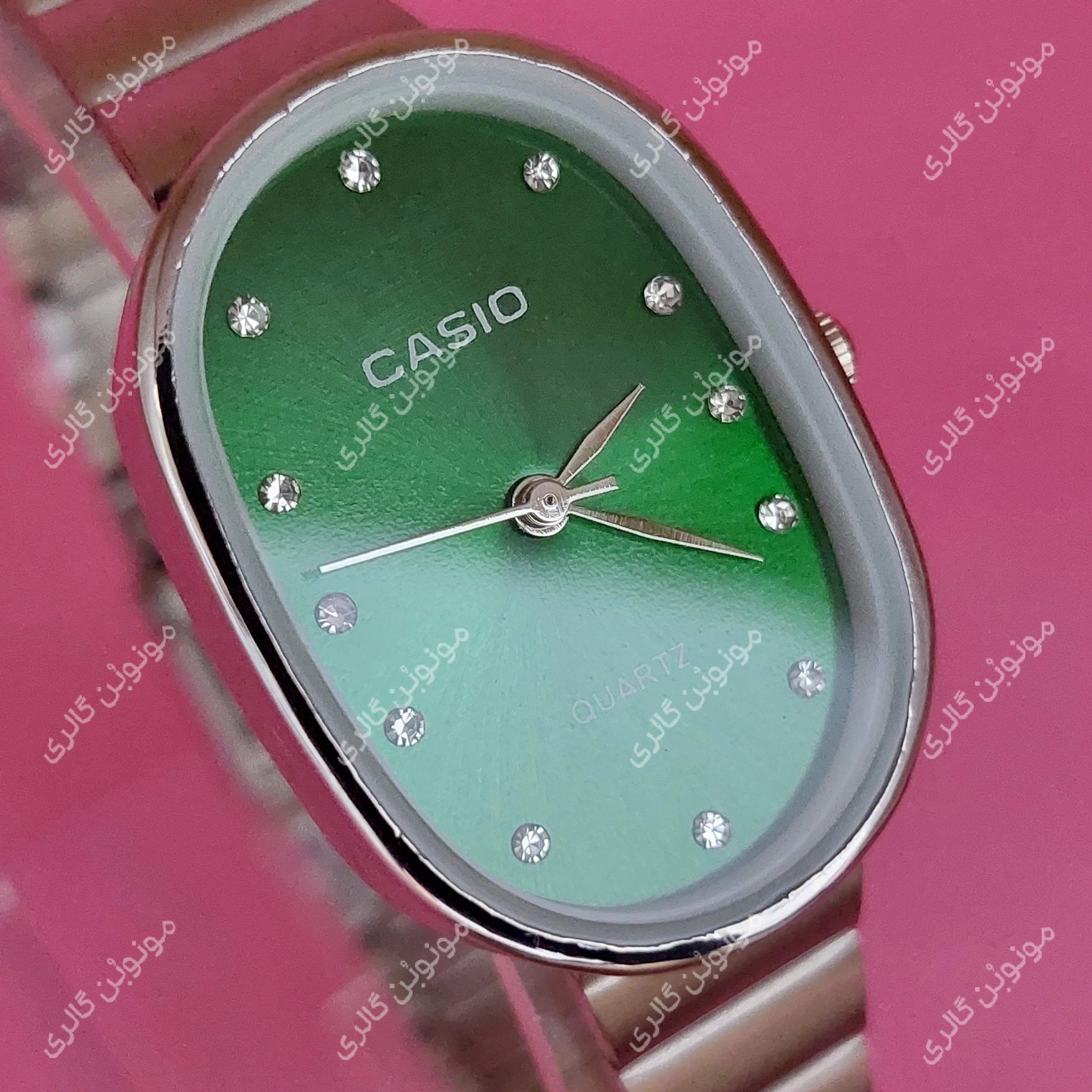 ساعت مچی زنانه کاسیو CASIO صفحه بیضی 111 سبز