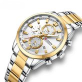 ساعت مچی مردانه کارن 8445 نقره ای-طلایی-سفید CURREN سه موتور فعال