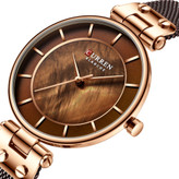 ساعت مچی زنانه بند حصیری استیل کارن 9056B CURREN مشکی-قهوه ای