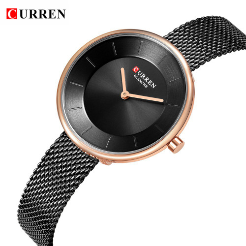ساعت زنانه کلاسیک بند حصیری استیل کارن 9030 CURREN مشکی