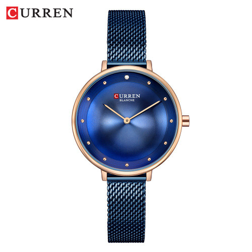 ساعت زنانه ارزان بند حصیری استیل کارن 9029 CURREN سرمه ای
