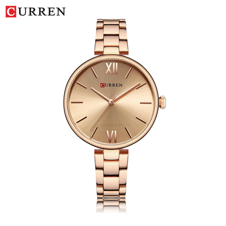 ساعت مچی زنانه کلاسیک اصل مجلسی استیل برند کارن 9017 (کورن CURREN) رزگلد