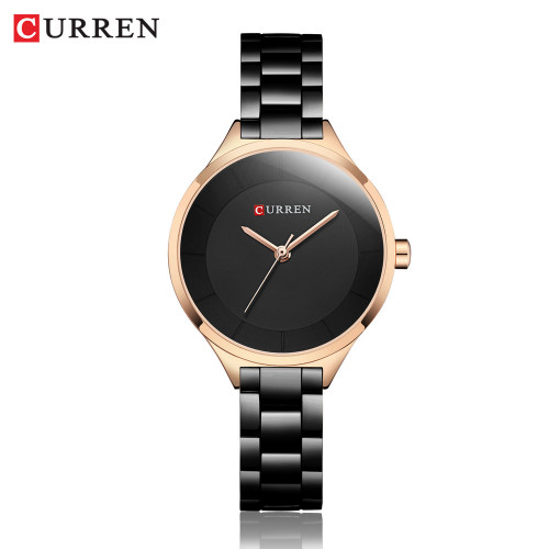 ساعت زنانه شیک مجلسی بند استیل کارن 9015 (کورن CURREN) مشکی