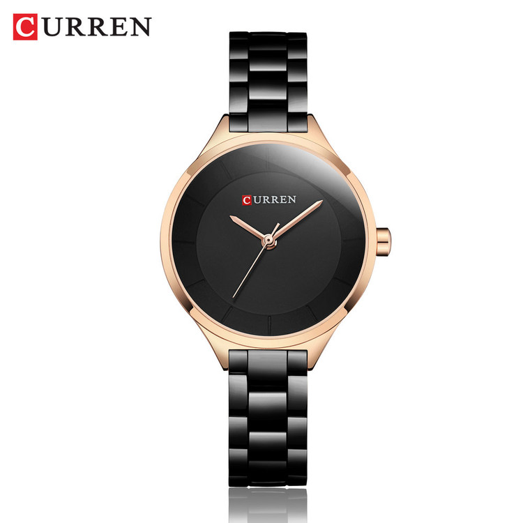 ساعت زنانه شیک مجلسی بند استیل کارن 9015 (کورن CURREN) مشکی