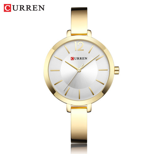 ساعت زنانه ضد آب بند استیل برند کارن 9012 (کورن CURREN) طلایی-سفید