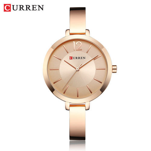 ساعت زنانه ضد آب بند استیل برند کارن 9012 (کورن CURREN) رزگلد