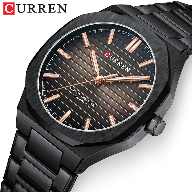 ساعت مردانه ارزان بند استیل ضد آب کارن 8456 (کورن CURREN) مشکی