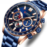 ساعت سه موتوره مردانه فول تایم کارن 8418 آبی-رزگلد (کورن CURREN)