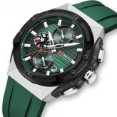 ساعت سه موتوره مردانه اسپرت بند سیلیکونی کارن 8462 (کورن CURREN) سبز