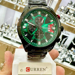 ساعت مچی مردانه کارن 8401 مشکی-سبز (کورن CURREN) سه موتور فعال
