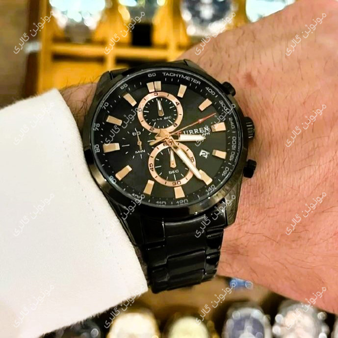 ساعت مچی مردانه کارن 8445 مشکی CURREN سه موتور فعال