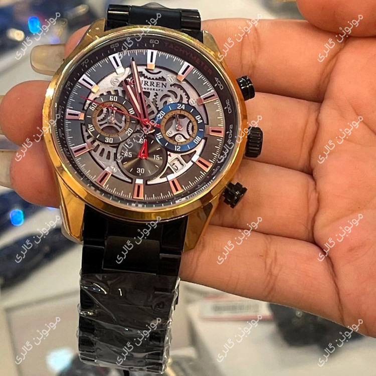 ساعت مچی مردانه کارن 8391 مشکی-رزگلد CURREN سه موتور فعال