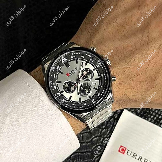 ساعت مچی مردانه کارن 8399 نقره ای-نقره ای CURREN سه موتور فعال