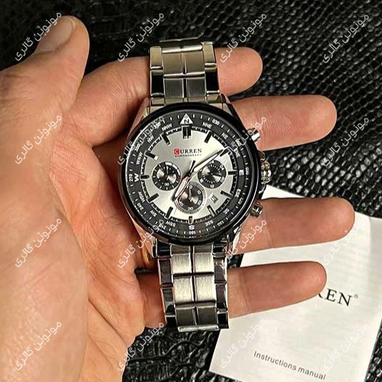 ساعت مچی مردانه کارن 8399 نقره ای-نقره ای CURREN سه موتور فعال