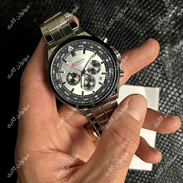 ساعت مچی مردانه کارن 8399 نقره ای-نقره ای CURREN سه موتور فعال