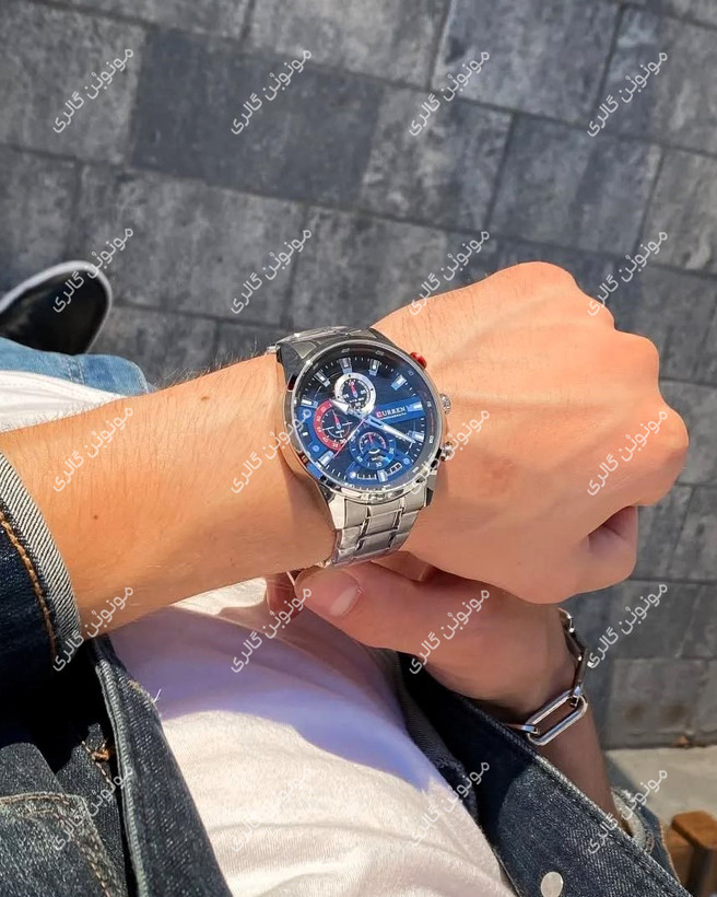 ساعت مچی مردانه کارن 8415 نقره ای (کورن CURREN) سه موتور فعال