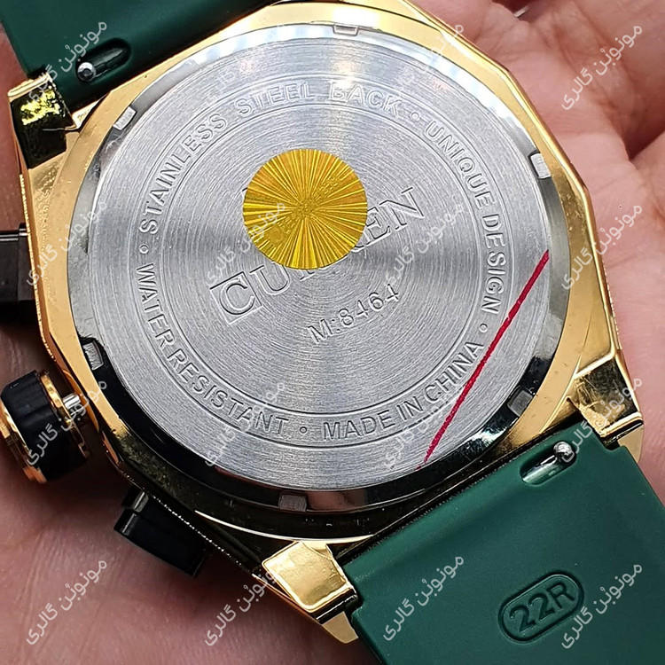 ساعت مچی مردانه کارن 8464 سبز-طلایی CURREN سه موتور فعال