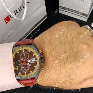 ساعت مچی مردانه کارن 8324 زرشکی (کورن CURREN) سه موتور فعال