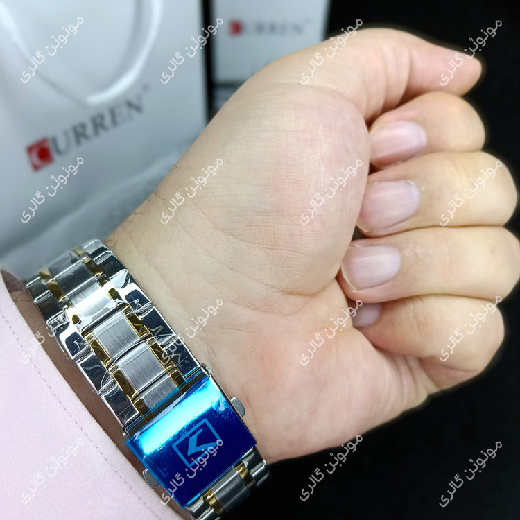 ساعت سه موتوره مردانه فول تایم کارن 8466 (کورن CURREN) نقره ای-طلایی-مشکی